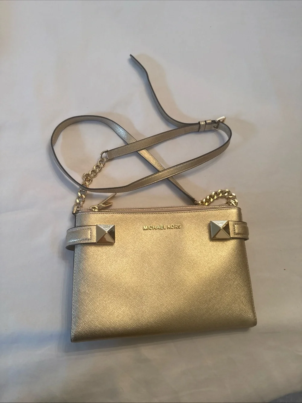 Michael Kors Metallic Gold Crossbody with Chain Strap
